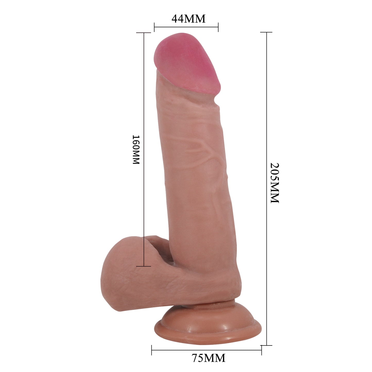 Pretty Love Sliding Skin Dildo 8.1" Realistic Veined Suction Cup Dong Tan