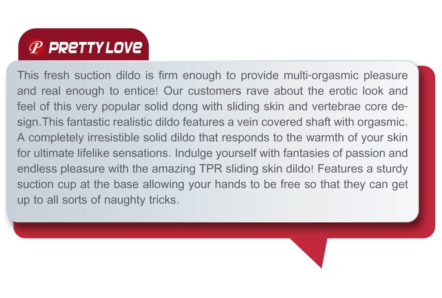 Pretty Love Sliding Skin Dildo 8.1" Realistic Veined Suction Cup Dong Flesh