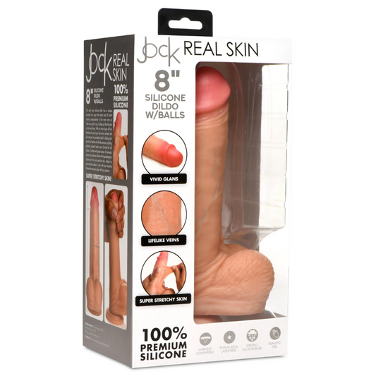 JOCK 8" Realistic Skin Silicone Dildo w/ Balls