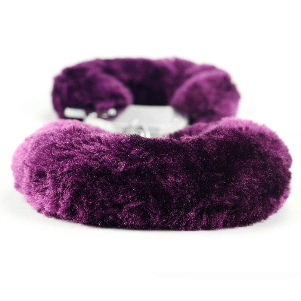 Lovetoy Fetish Fluffy Hand Cuffs BDSM Metal Restraints Bondage Handcuffs Purple