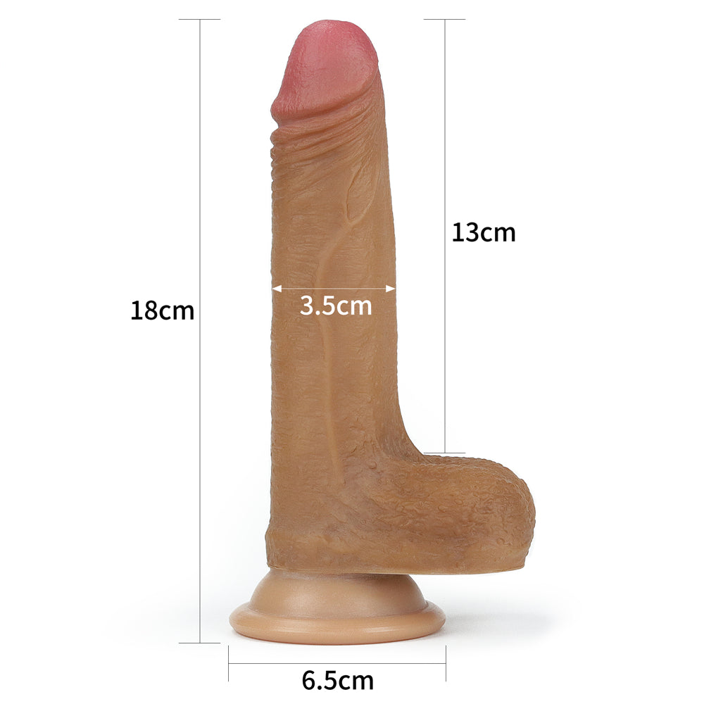 Lovetoy Nature Cock 7" Dual Layer Silicone Dildo Brown