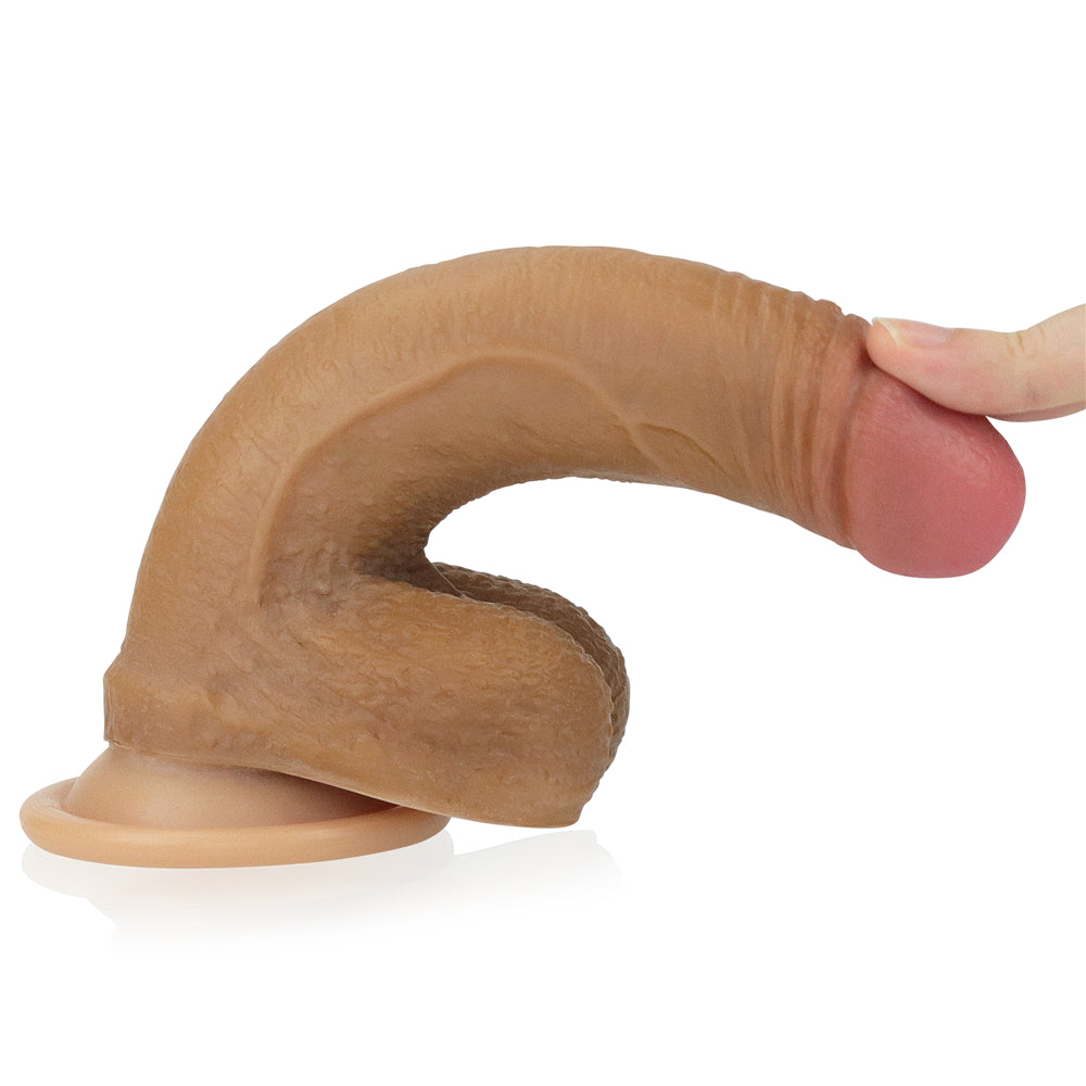 Lovetoy Nature Cock 7" Dual Layer Silicone Dildo Brown