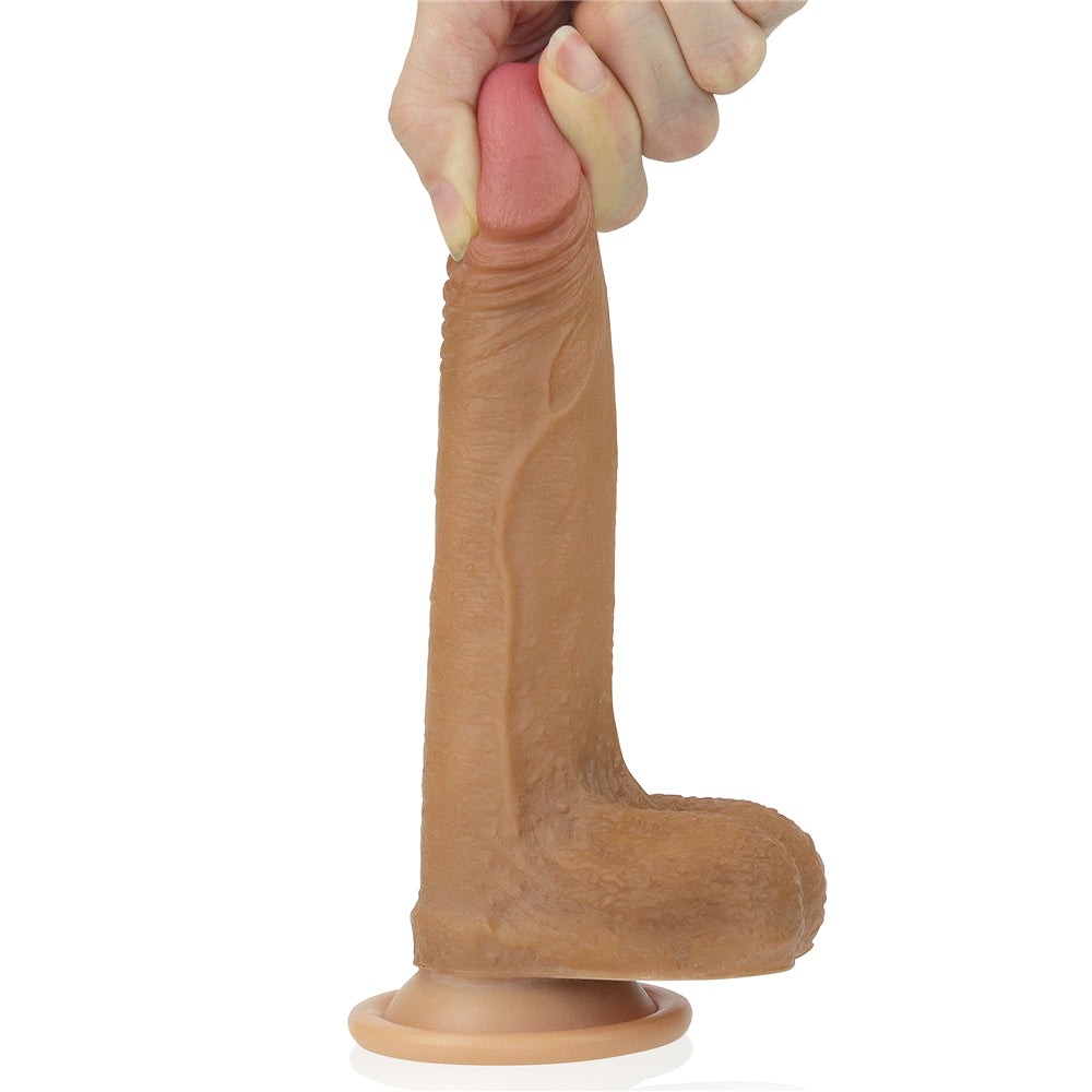 Lovetoy Nature Cock 7" Dual Layer Silicone Dildo Brown