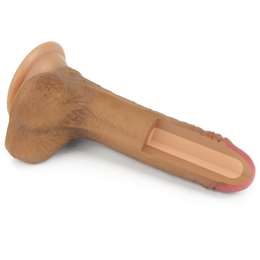 Lovetoy Nature Cock 7" Dual Layer Silicone Dildo Brown