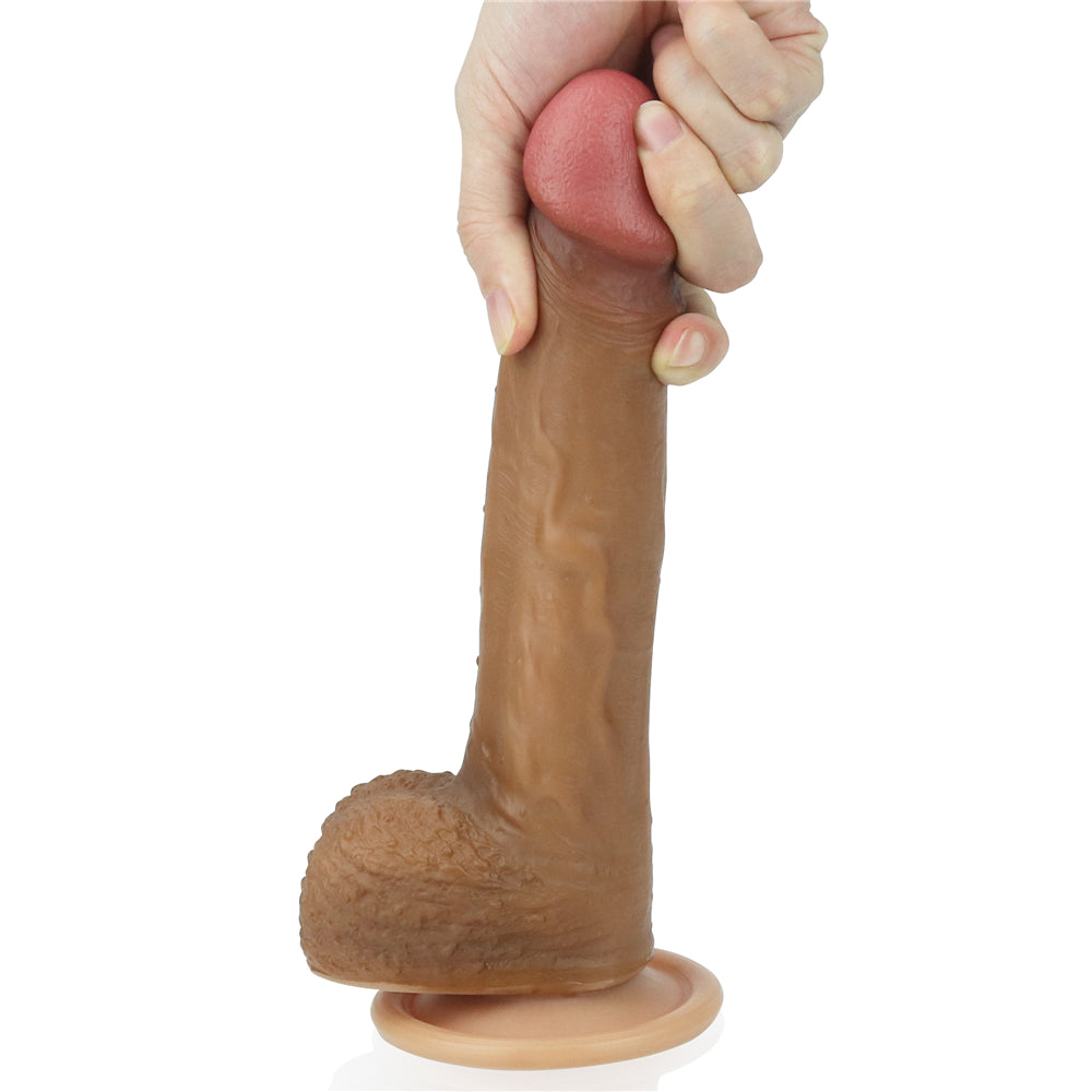 Lovetoy Nature Cock 8.5” Dual Layered Platinum Silicone Dildo Brown