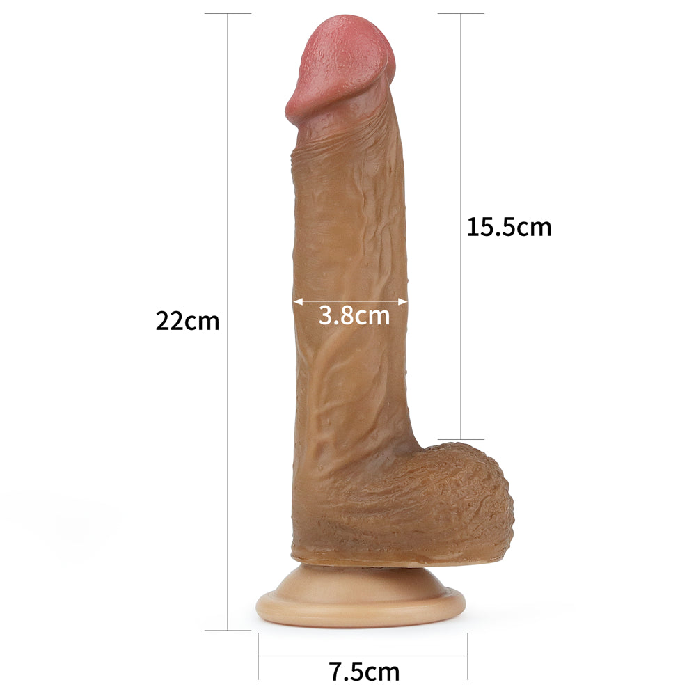 Lovetoy Nature Cock 8.5” Dual Layered Platinum Silicone Dildo Brown