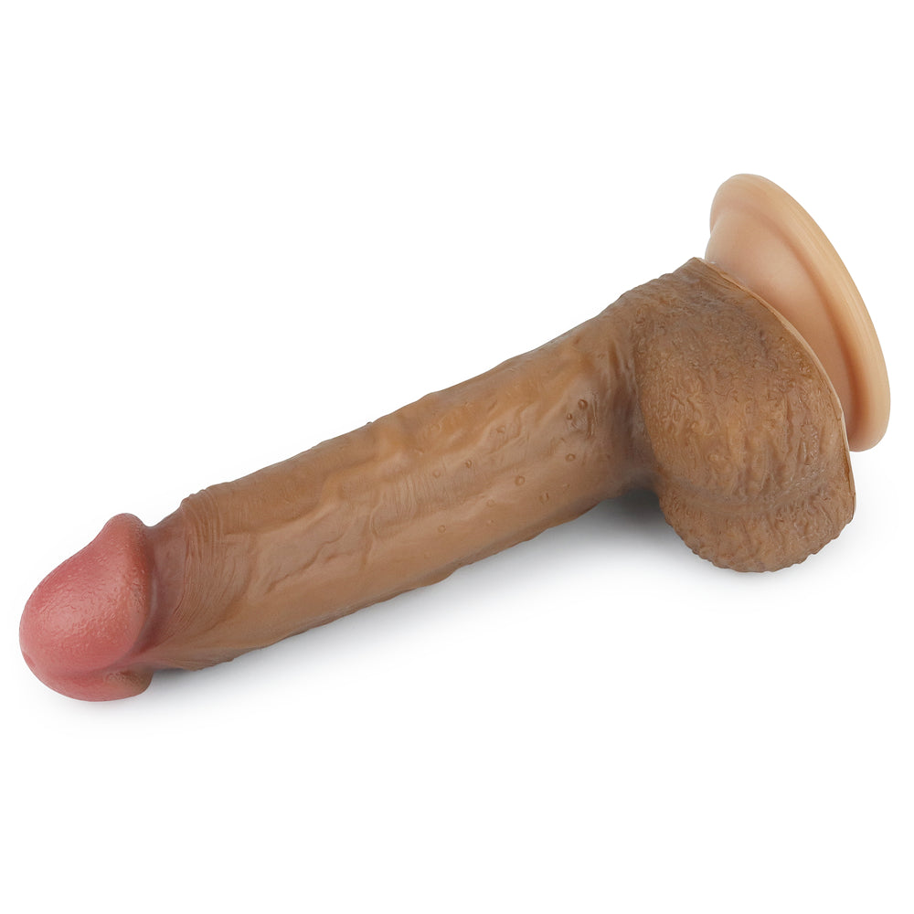 Lovetoy Nature Cock 8.5” Dual Layered Platinum Silicone Dildo Brown