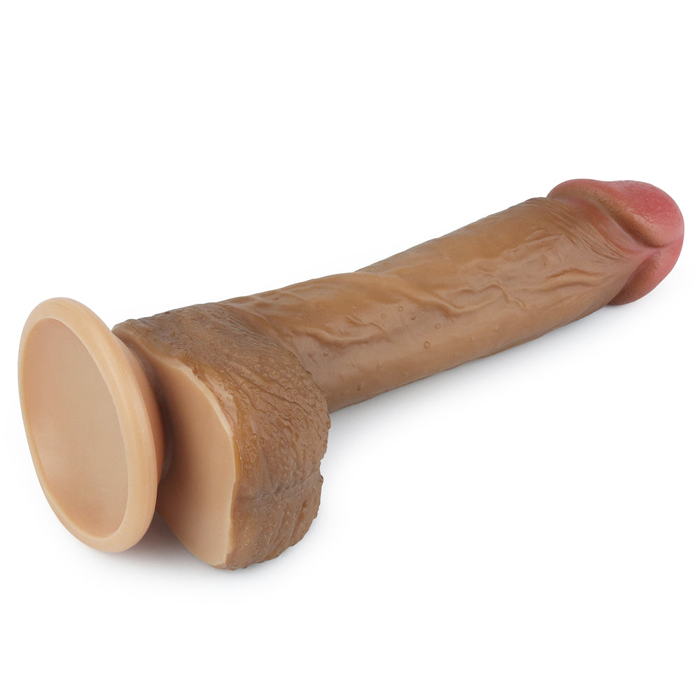 Lovetoy Nature Cock 8.5” Dual Layered Platinum Silicone Dildo Brown