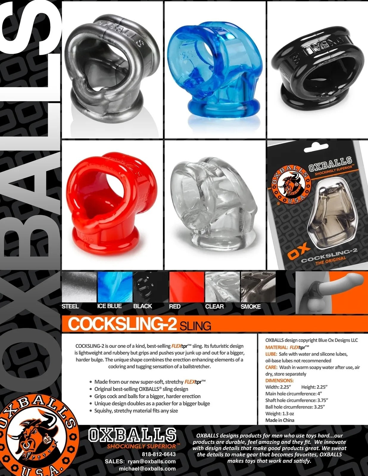 Oxballs Cocksling 2 Cock & Ball Ring Penis Ring Cock Sling