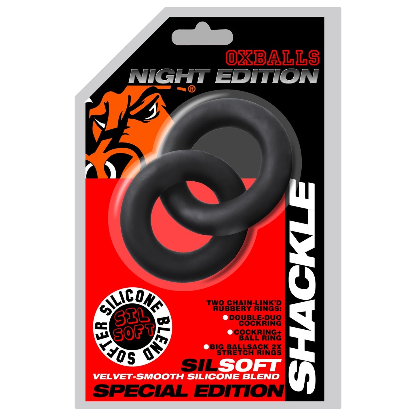 OXBALLS SHACKLE double link'd cock/ball rings plus+SILICONEâ„¢ special e...