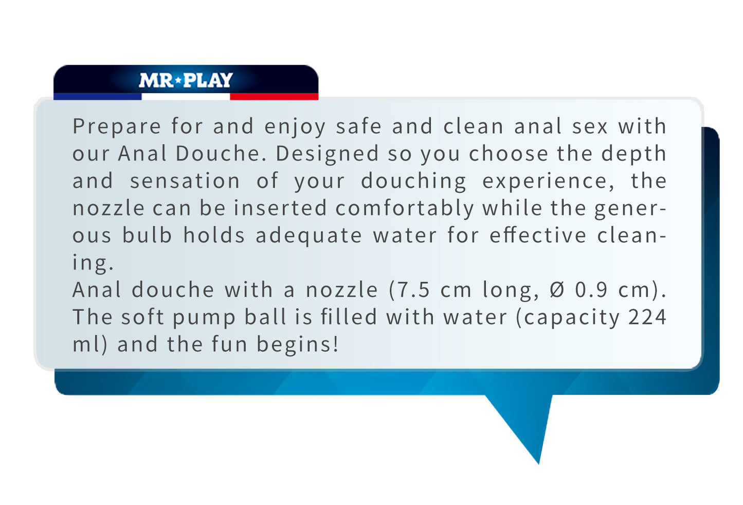 Mr Play Anal Douche Bulb Nozzle Rectal Vaginal Cleaner Enema 224ml