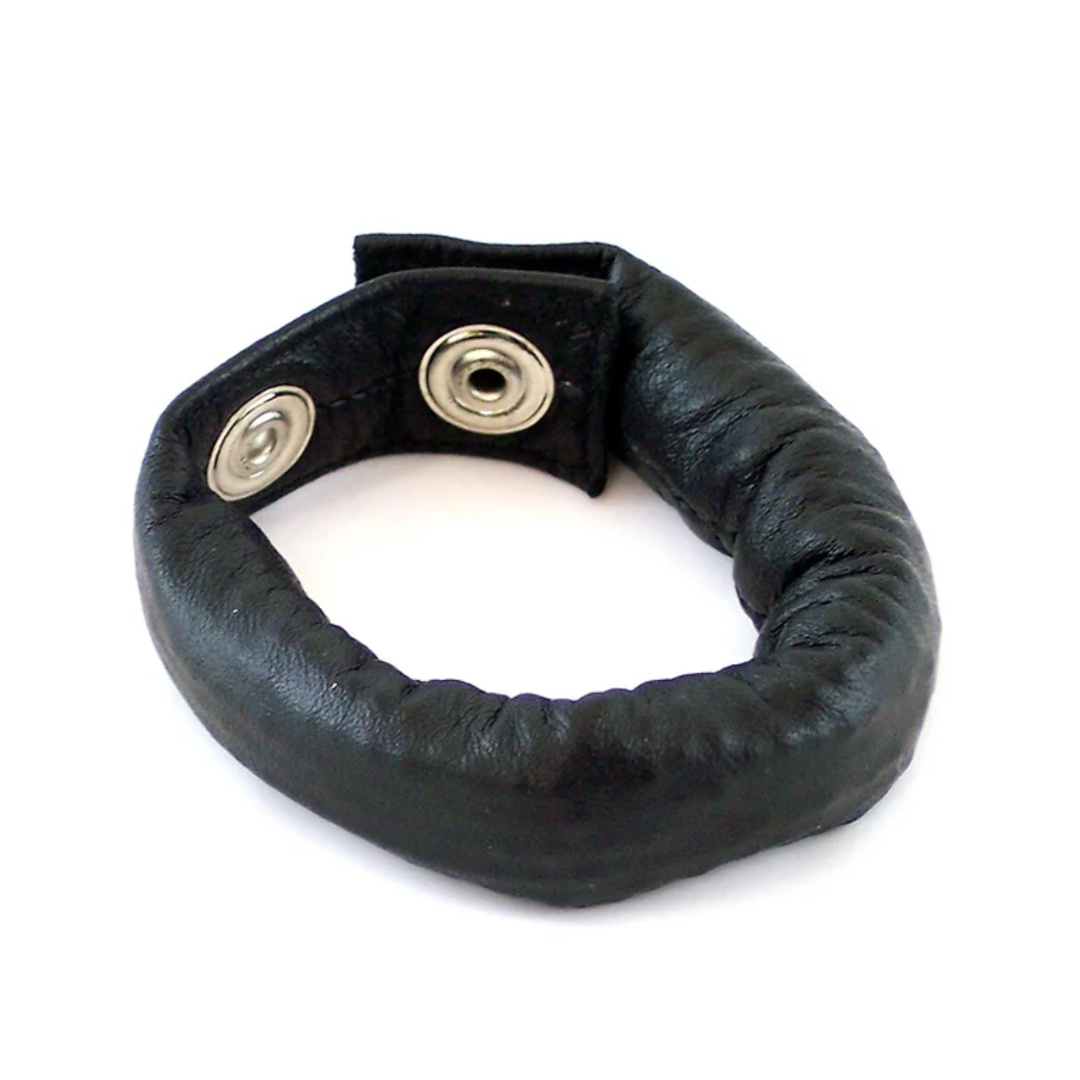 Rouge Leather Weighted Strap Ball Stretcher Cock Ring