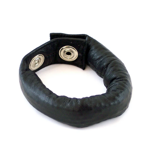 Rouge Leather Weighted Strap Ball Stretcher Cock Ring