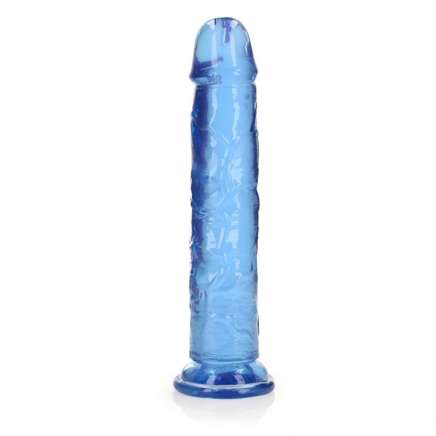 Crystal Clear Dildo 9" Inch Straight No Balls - Blue