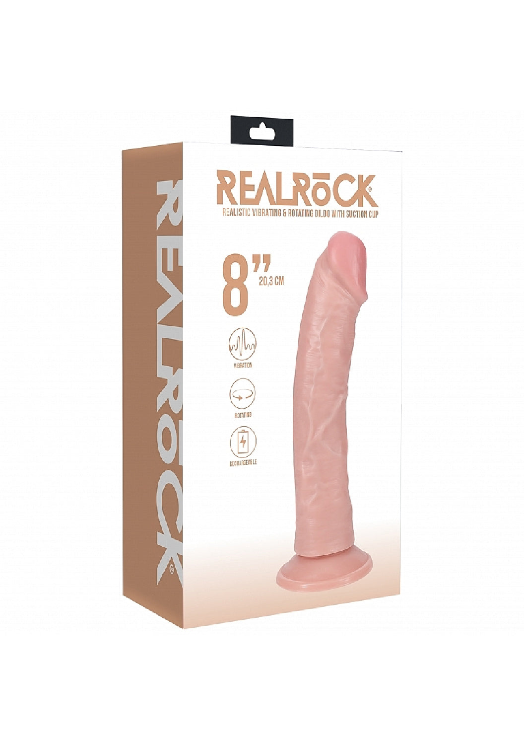 RealRock- 8 " Vibrating and Rotating Cock - Regular Curved - Flesh