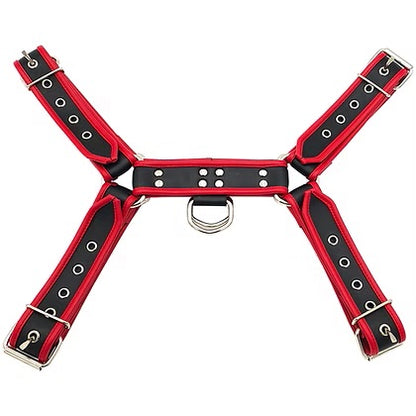 Rouge Front Harness Black with Red Piping PVC O.T.H L/XL