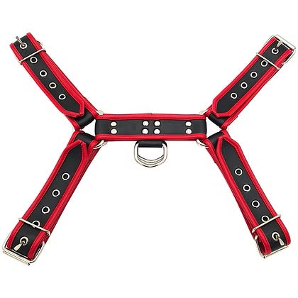 Rouge Front Harness Black with Red Piping PVC O.T.H S/M