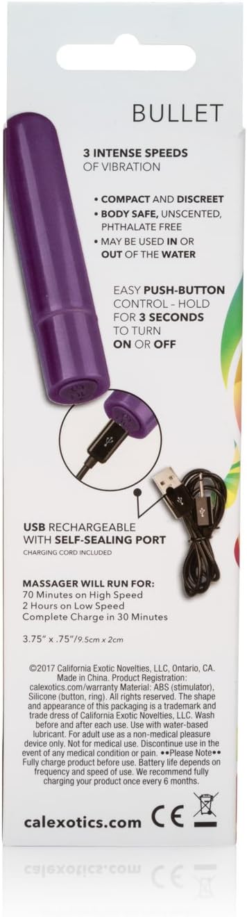 Calexotics Tiny Teasers Bullet Purple Rechargeable Vibe Massager Vibrator