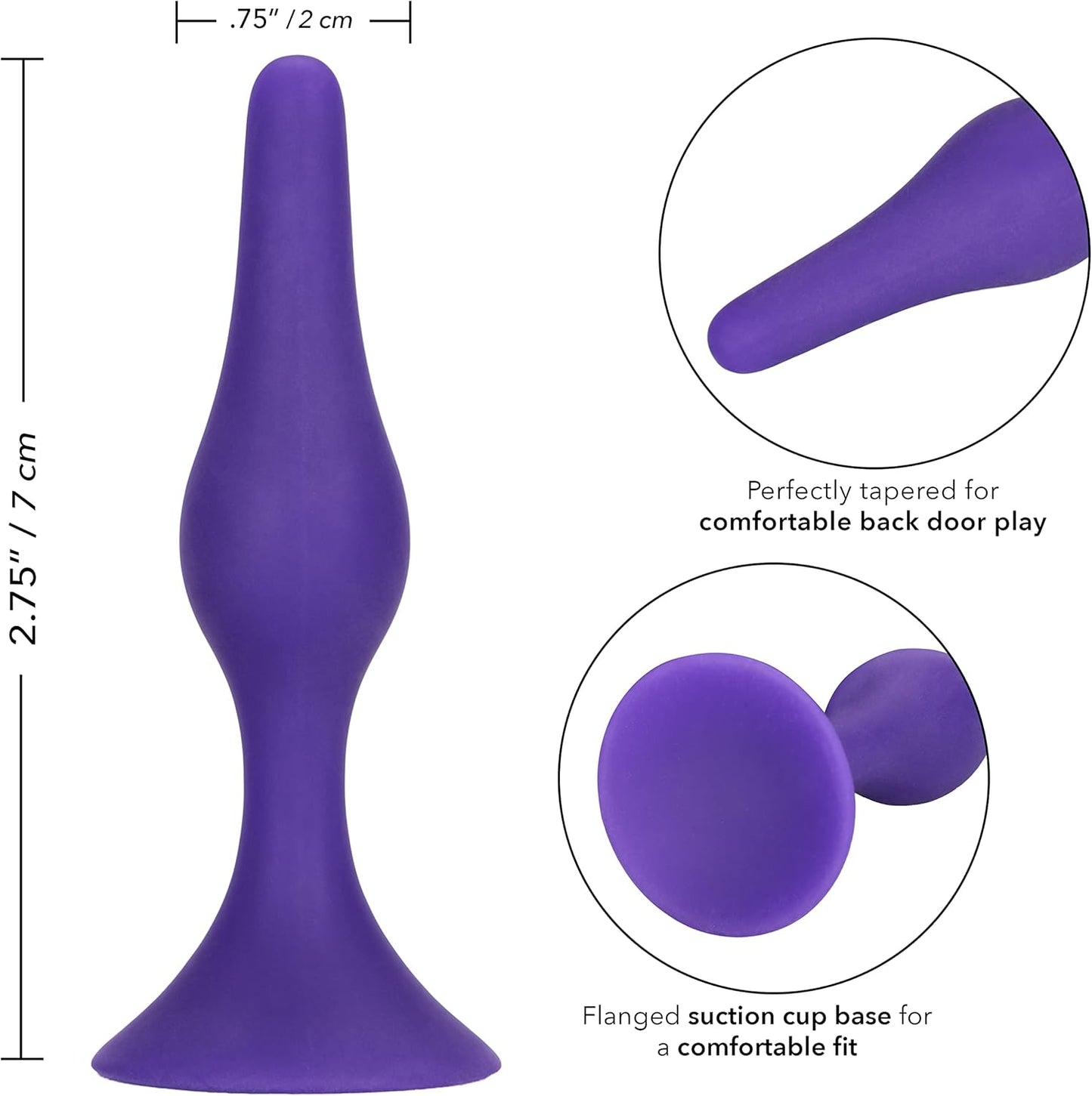 CalExotics Booty Call Starter Silicone Butt Plug Suction Cup Base Purple