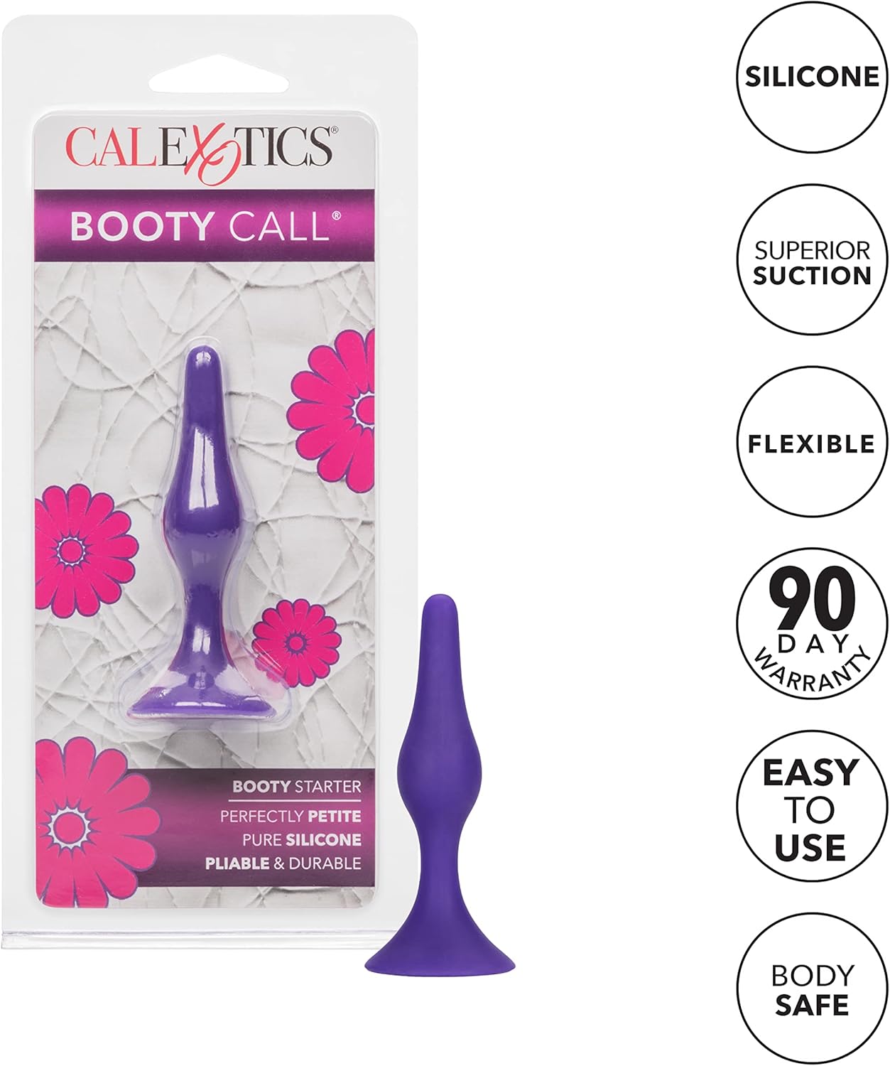 CalExotics Booty Call Starter Silicone Butt Plug Suction Cup Base Purple