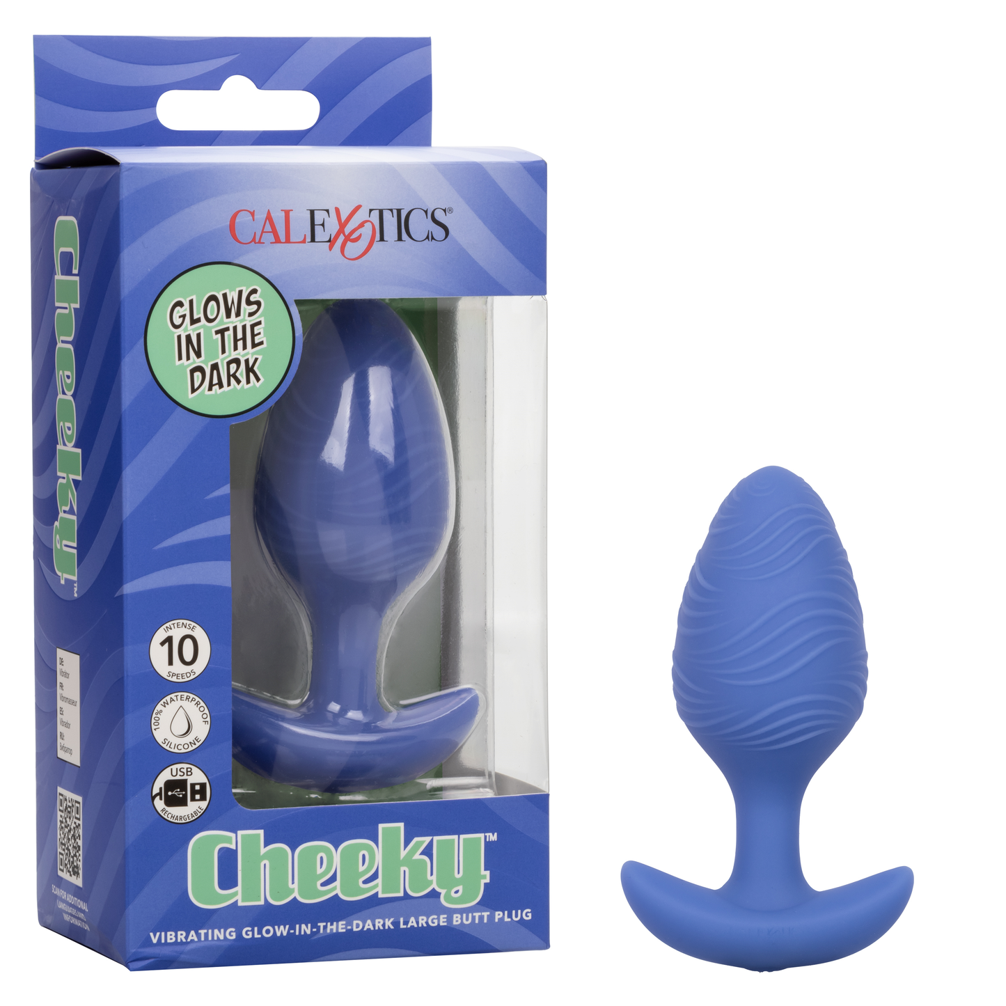 Cheekyâ„¢ Vibrating Glow-In-The-Dark Large Butt Plug