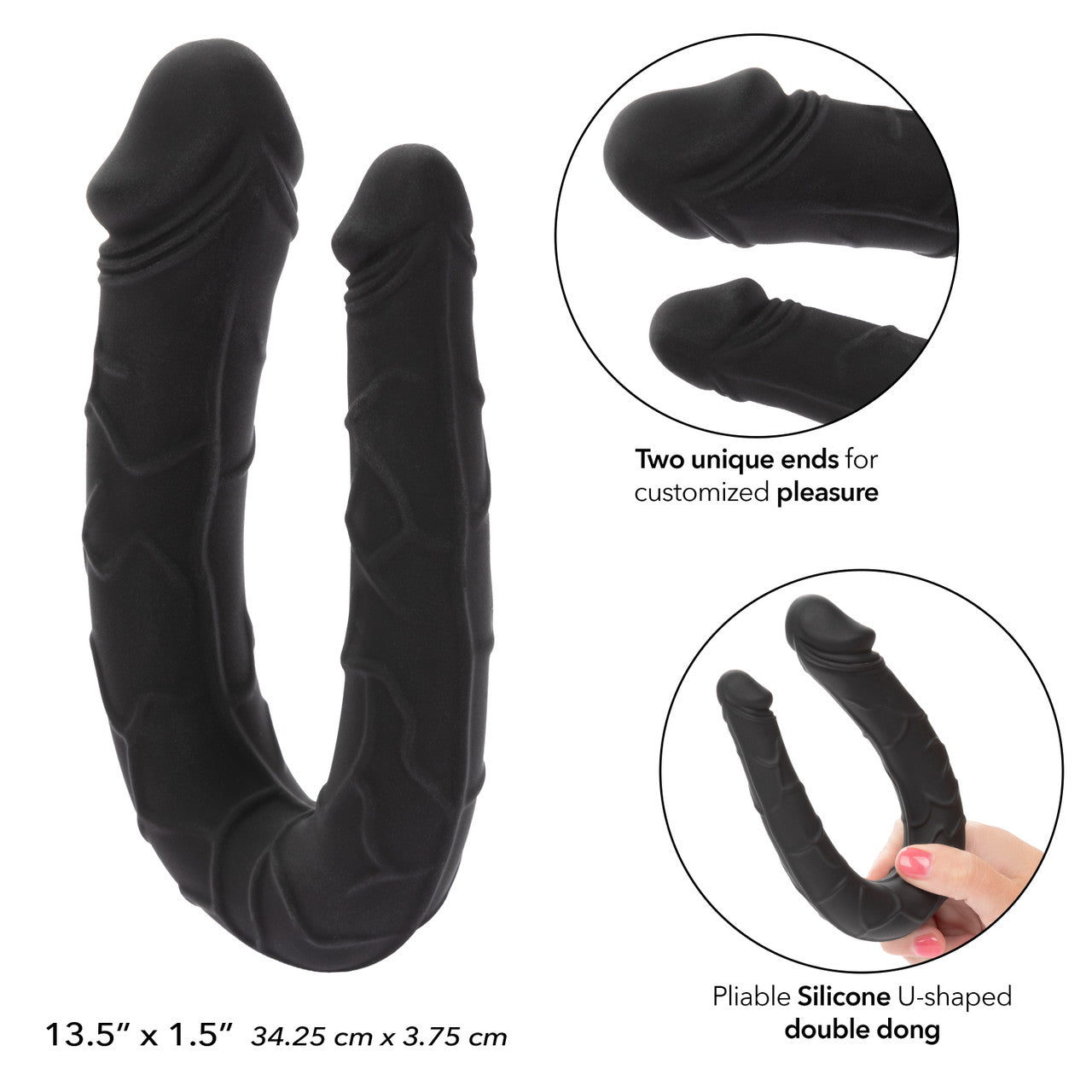CalExotics Boundless AC/DC Dong 34cm Silicone Double Ended Dildo Black
