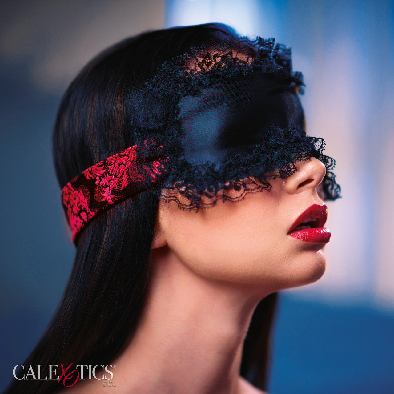 Calexotics Scandal Eye Mask Red & Black Lace Adjustable