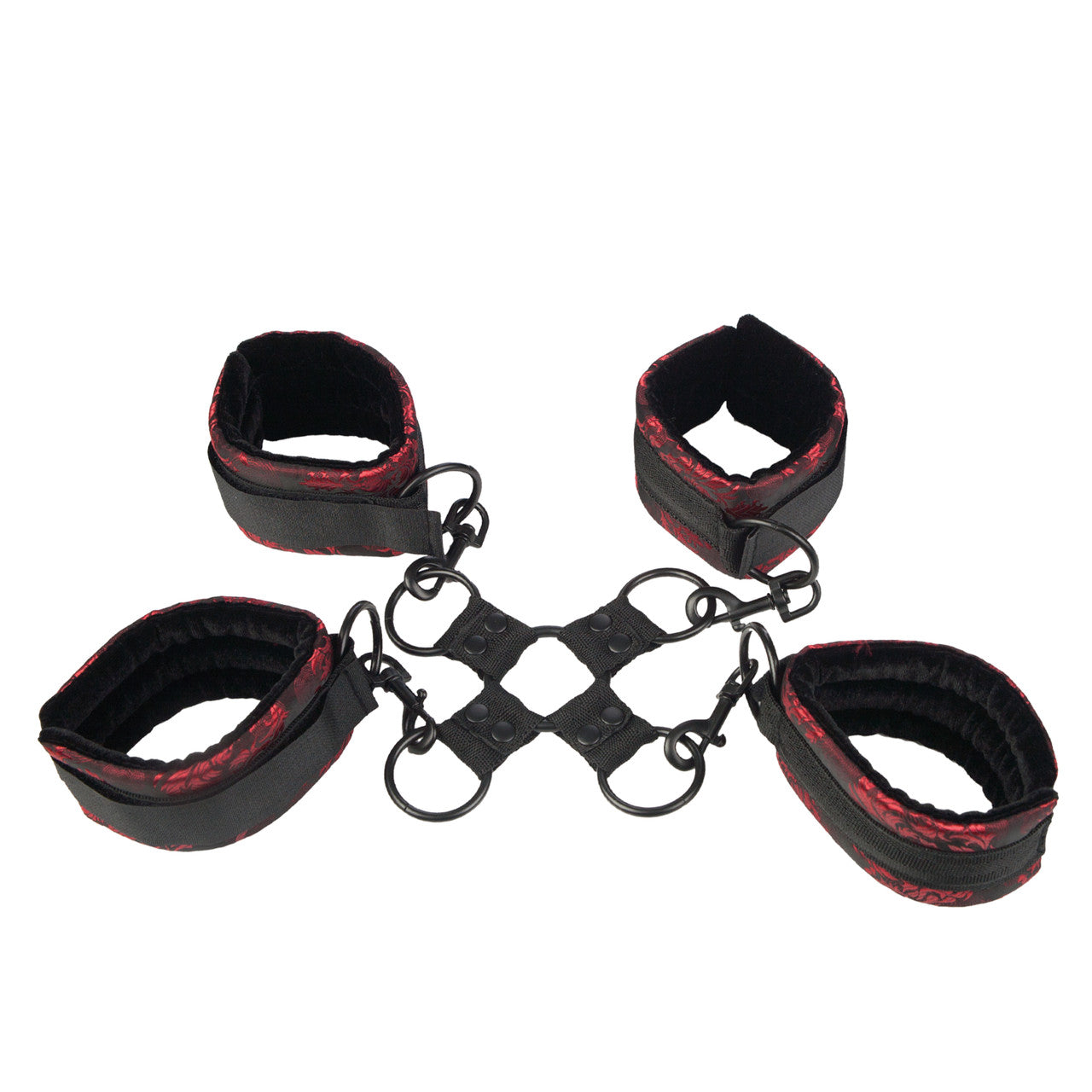 Calexotics Scandal Hog Tie Red & Black Restraints Wrist & Ankle Cuffs