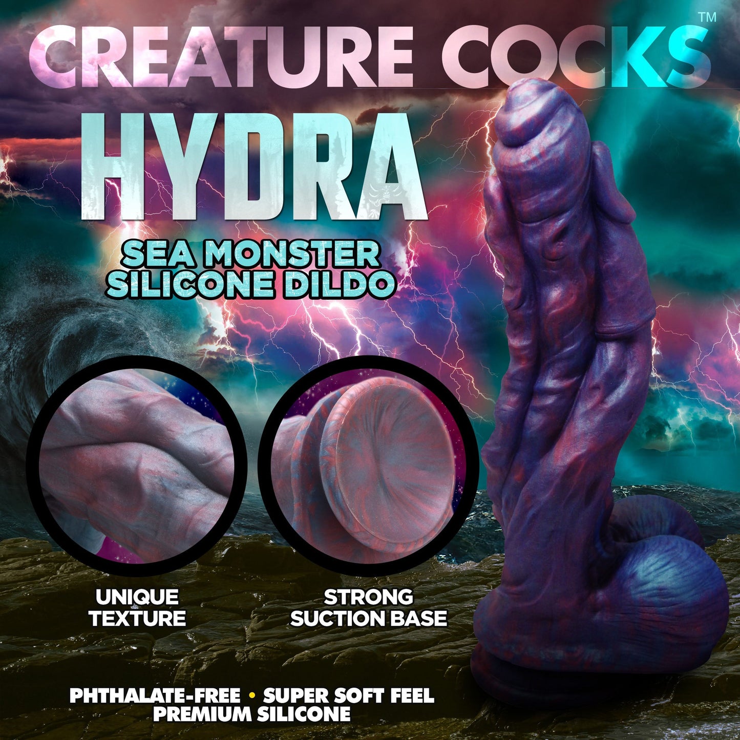 Creature Cocks Hydra Silicone Dildo Realistic Veined Suction Cup Sex Toy