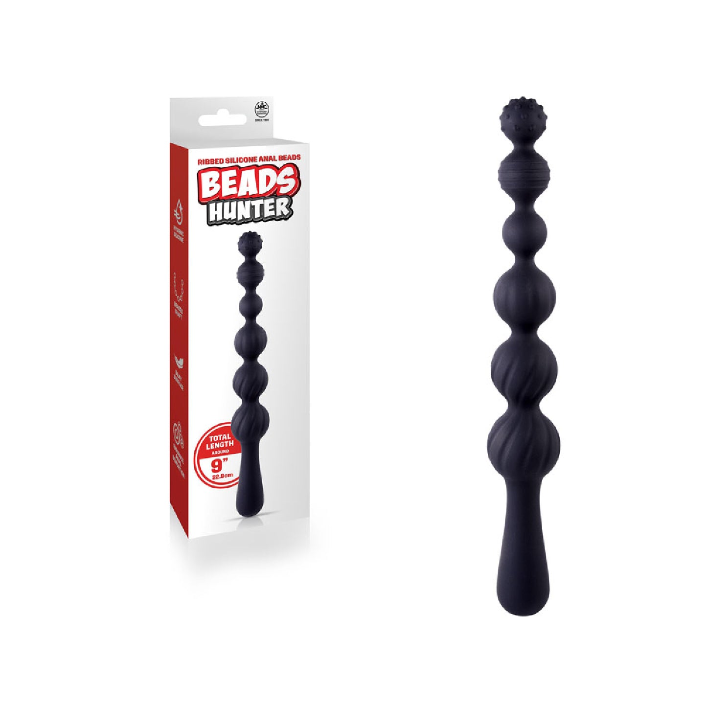 Excellent Power Beads Hunter 22.9cm Silicone Anal Beads Black