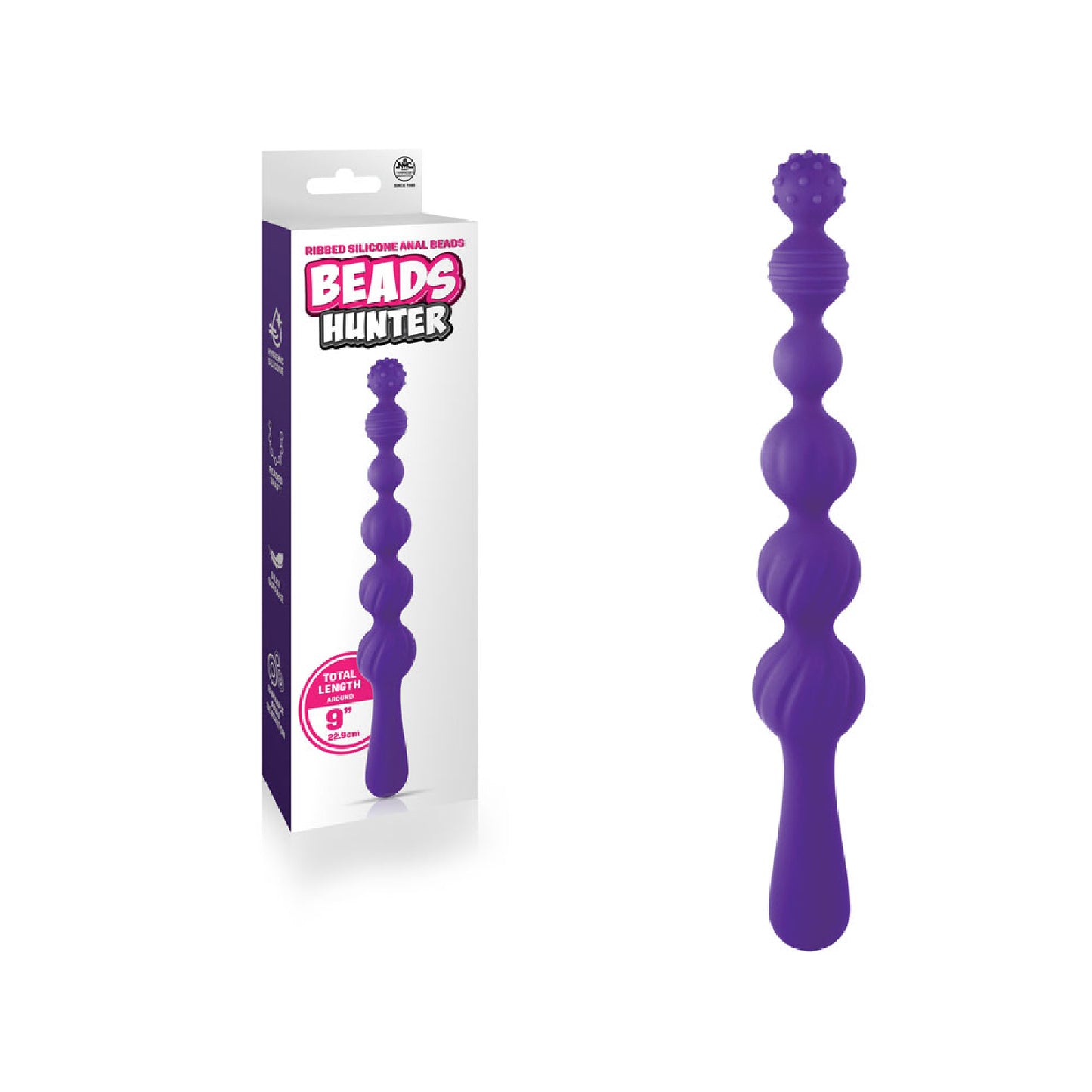 Excellent Power Beads Hunter 22.9cm Silicone Anal Beads Purple