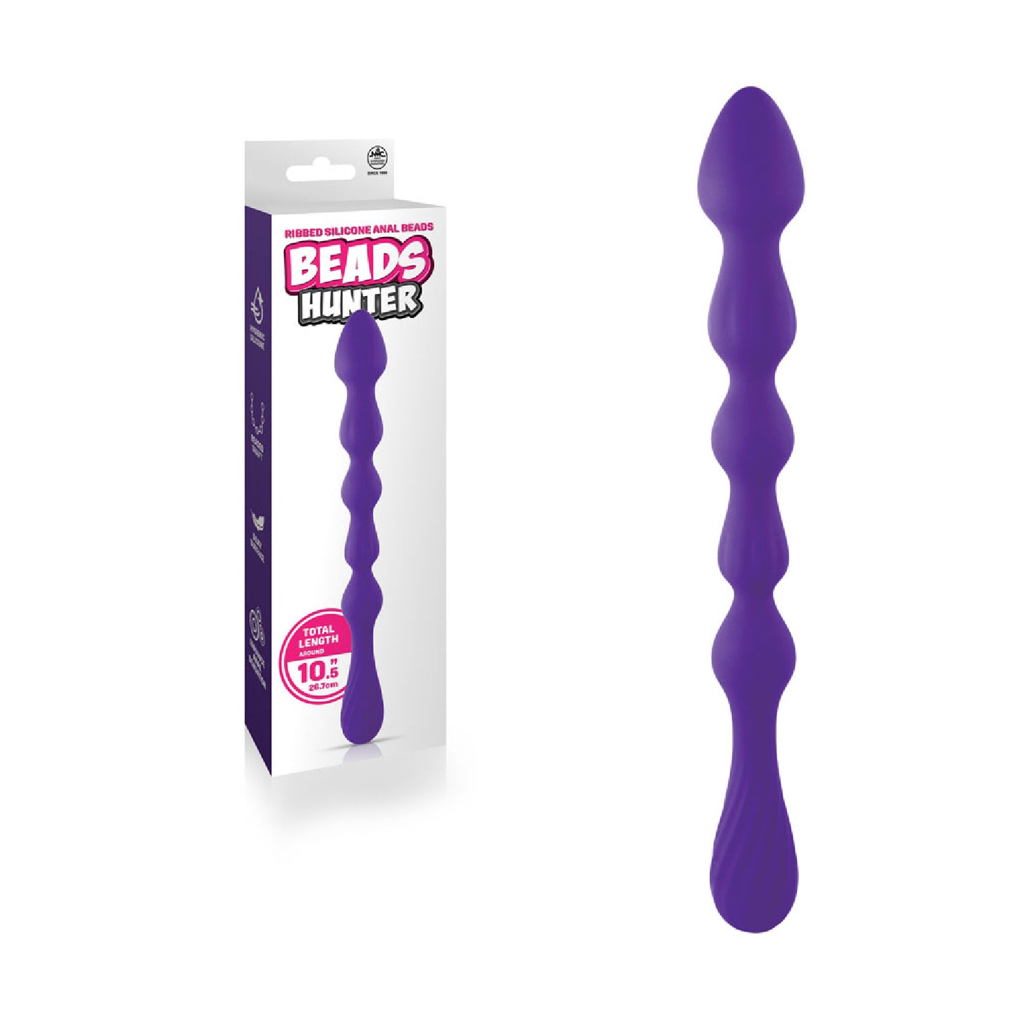 Excellent Power Beads Hunter 26.7cm Silicone Anal Beads Purple