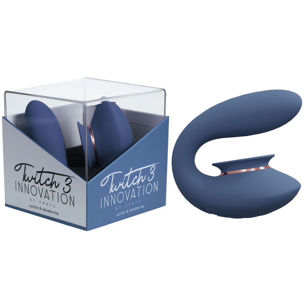 Shots Twitch 3 G-Spot Vibrator & Clitoral Suction Stimulator 2-in-1 Sex Toy Blue