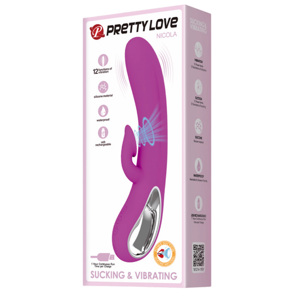Pretty Love Nicola 2-in-1 G-Spot Rabbit Vibrator Clitoral Stimulator Sucker