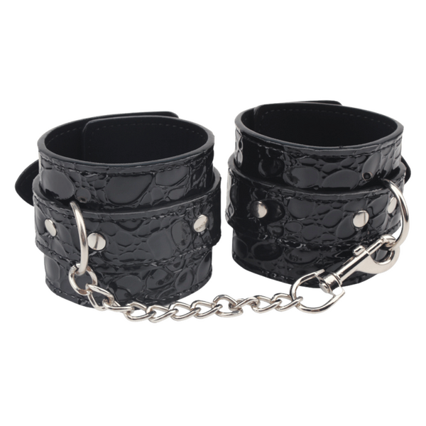 Chisa Be Good Wrist Cuffs Faux Leather Black Handcuffs