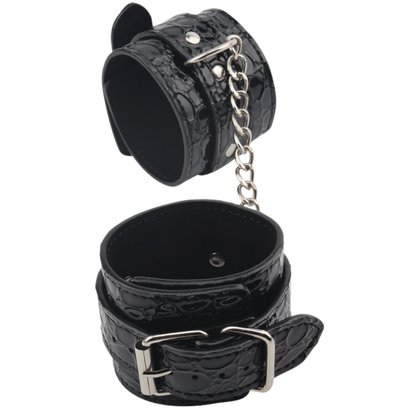 Chisa Be Good Wrist Cuffs Faux Leather Black Handcuffs