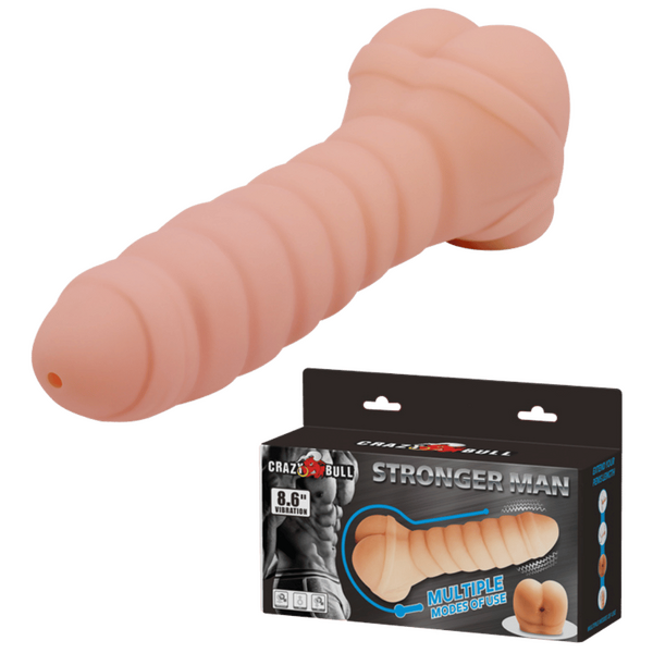 Vibrating 2-in-1 Penis Extender Sleeve Textured Male Masturbator Couples Sex Toy