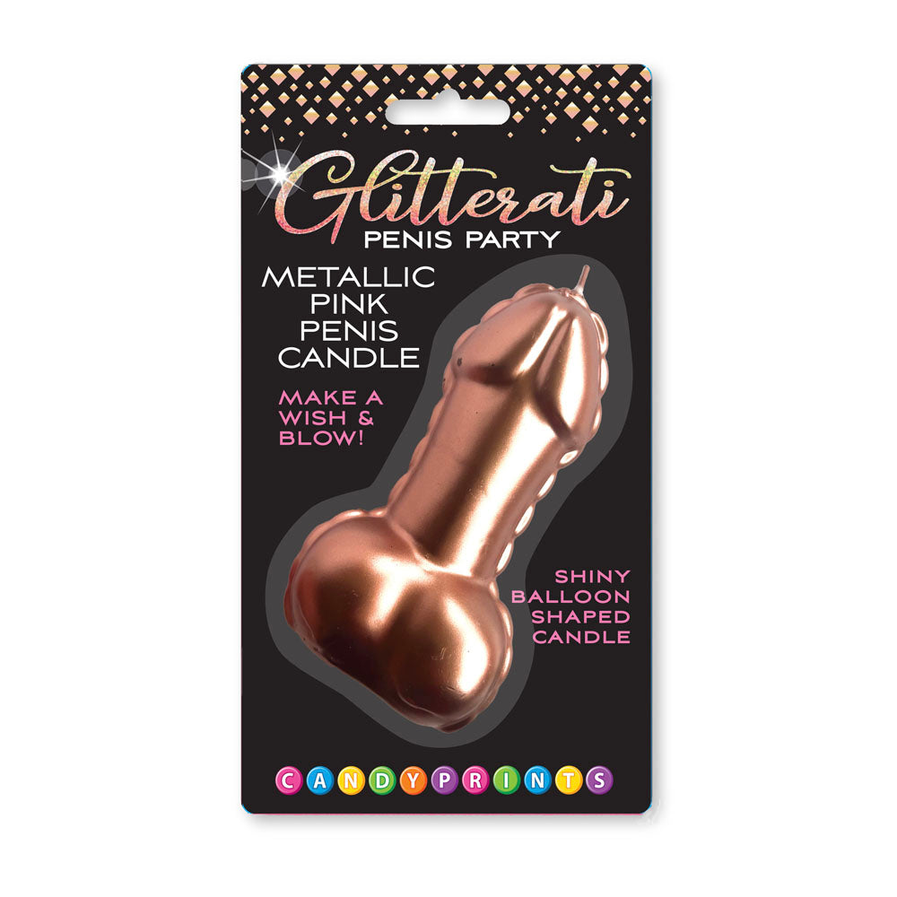 Glitterati Metallic Pink Penis Candle