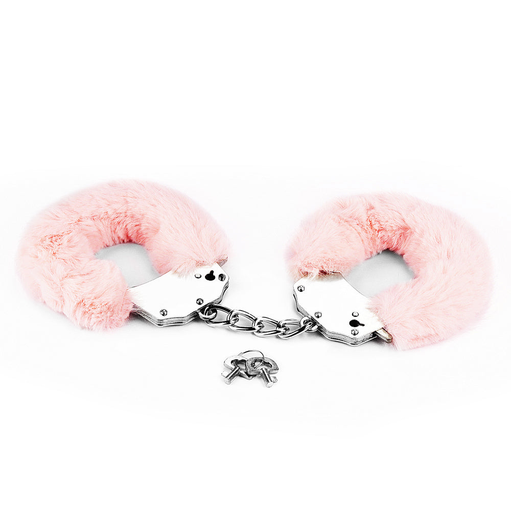 Lovetoy Fetish Fluffy Hand Cuffs BDSM Metal Restraints Bondage Handcuffs Pink