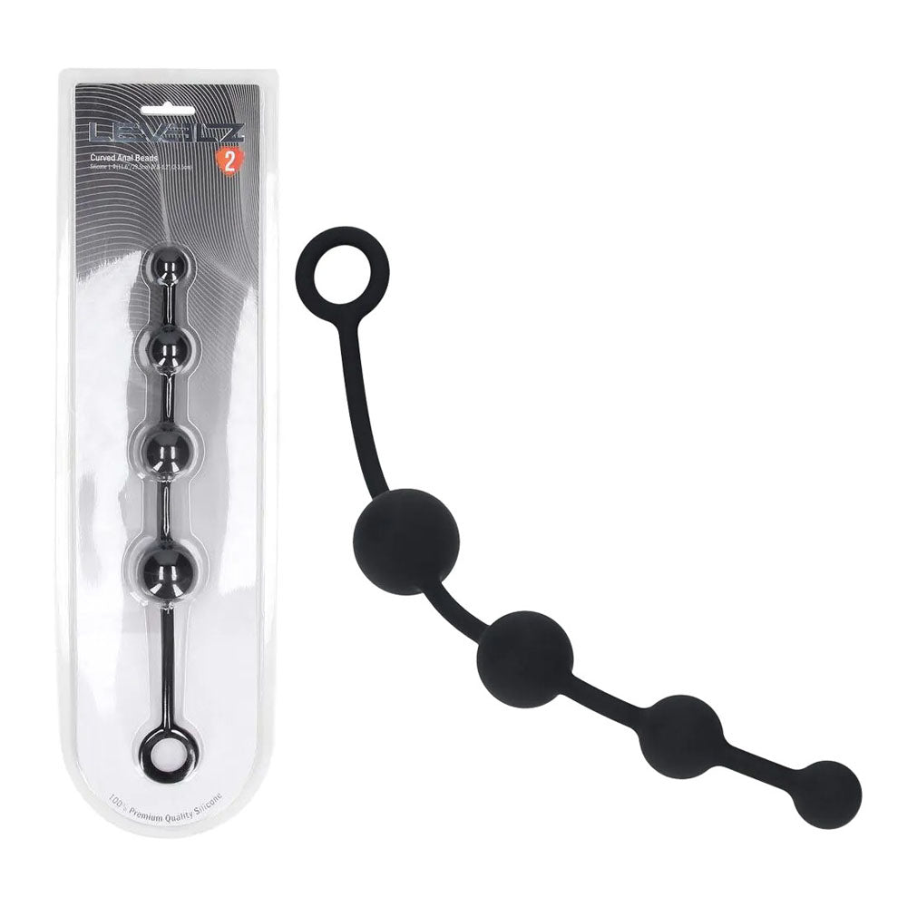 LEVELZ Curved Silicone Anal Beads - Black
