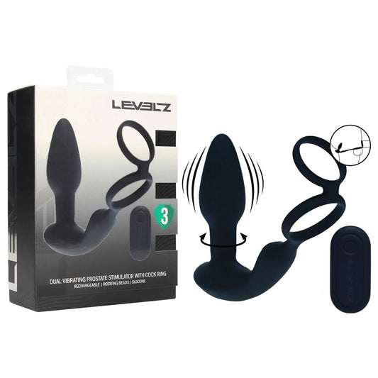 LEVELZ Dual Vibrating Prostate Stimulator with Cock Ring
