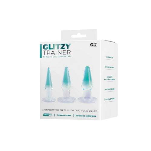 Glitzy Trainer 3 in 1 PVC Anal Plug Kit 4.5" - Transparent