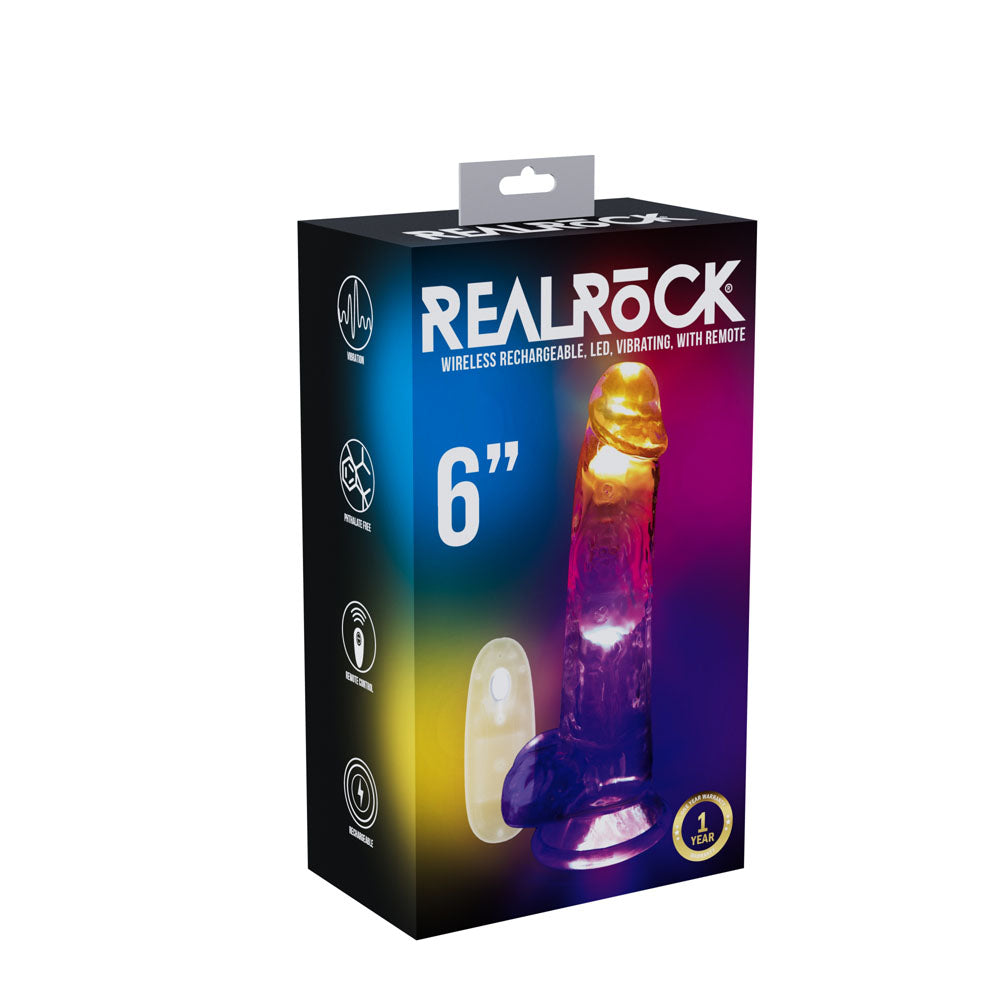 REALROCK 6'' with Balls Wireless Rechargeable LED Vibrating Dong