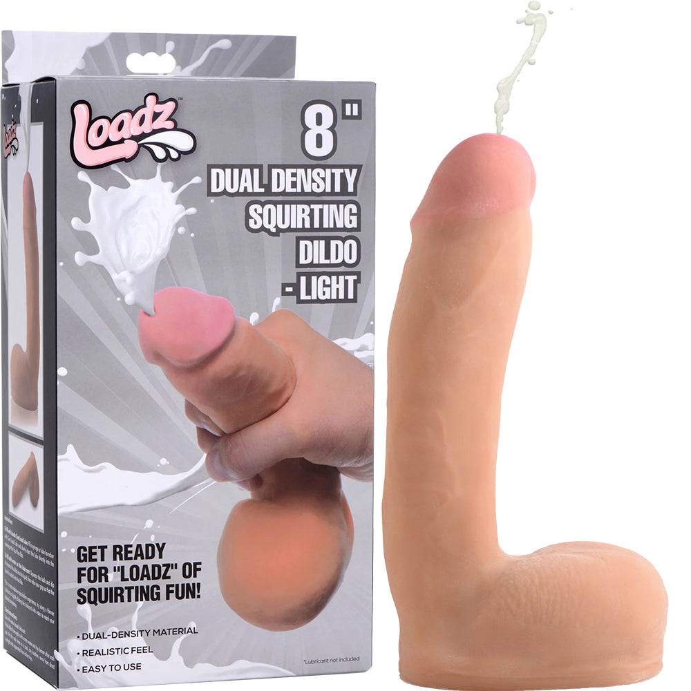 Loadz 8" Dual Density Squirting Dildo Realistic Ejaculating Cock Dong