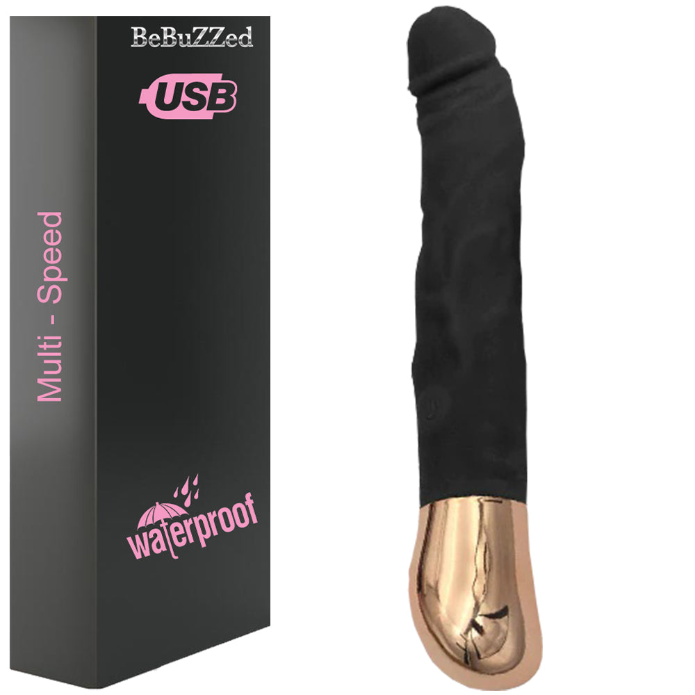 Bebuzzed Giddy Realistic Veined Vibrator USB Rechargeable Black