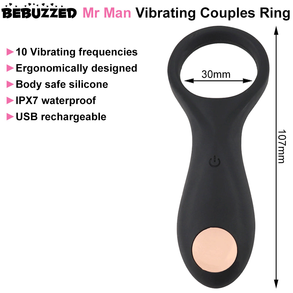 Bebuzzed Mr Man Vibrating Cock Ring USB Couples Penis Ring