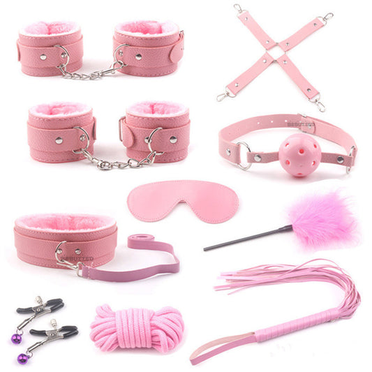 Bebuzzed Kinky BDSM Kit Couples Bondage Set Restraints Pink