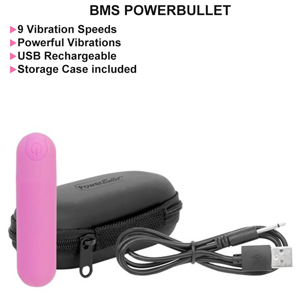 BMS Essential Power Bullet Vibrator USB Rechargeable Pink