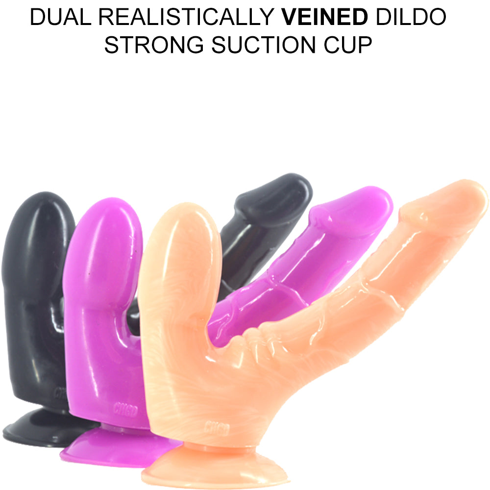 FAAK-CHGD025 Realistic Double Anal Dildo Dong Purple - BEBUZZED