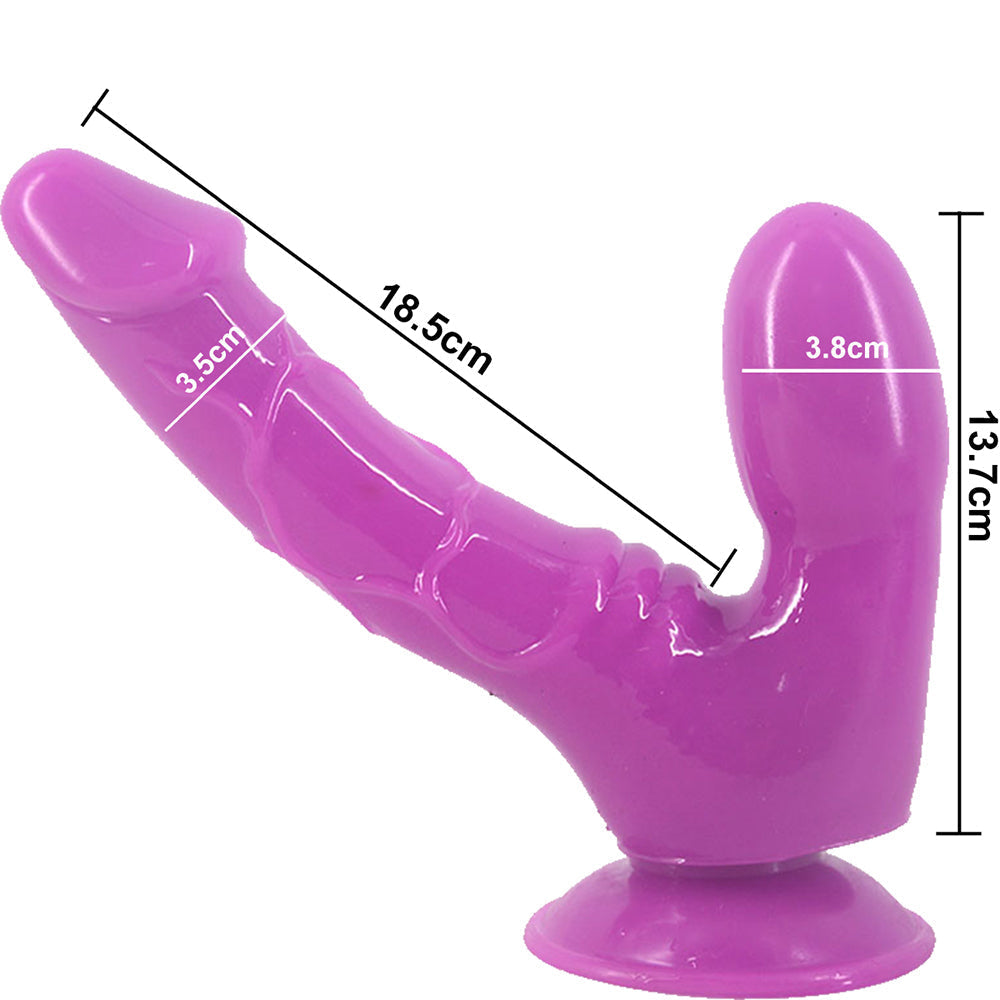 FAAK-CHGD025 Realistic Double Anal Dildo Dong Purple - BEBUZZED